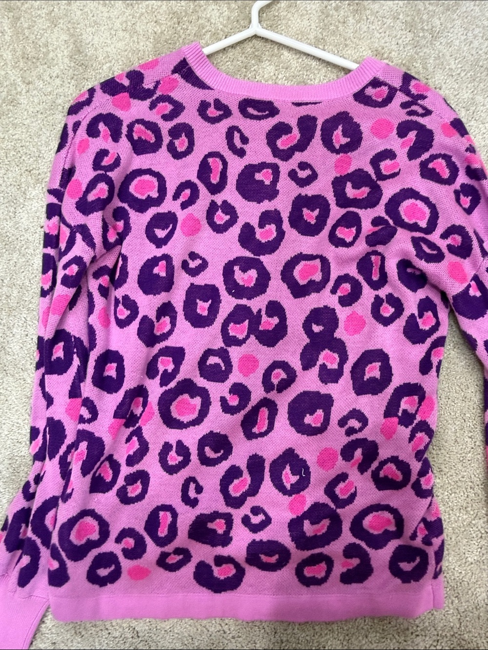 Lilly Pulitzer Pink & Purple Leopard V-Neck Sweater - Picture 4 of 4